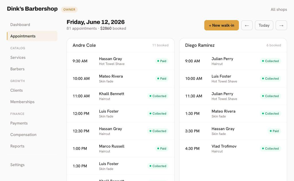 Appointments calendar