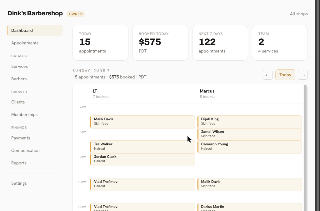 Operator dashboard